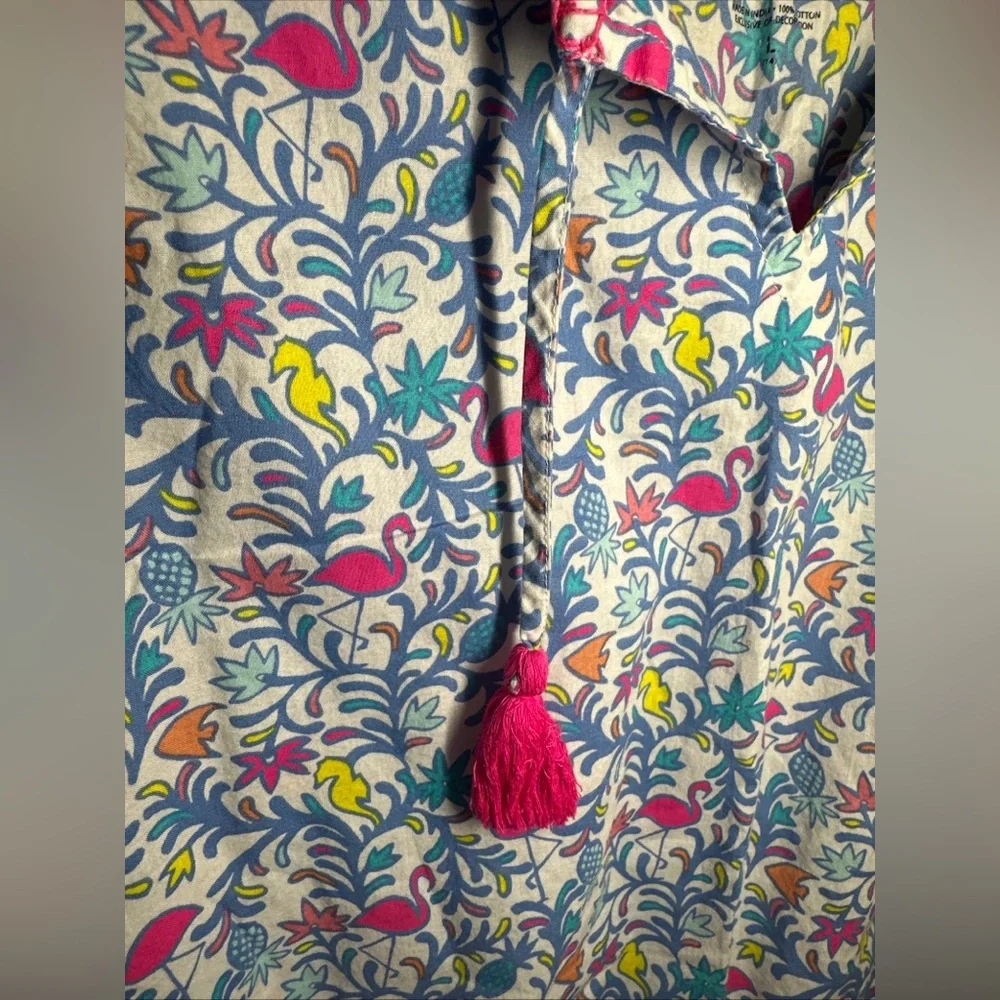 Vineyard Vines Girls Floral Swim Coverup Romper in White, Blue & Pink